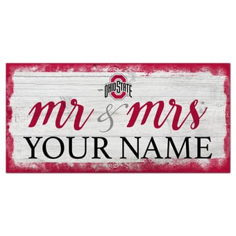 Ohio State Buckeyes 6" x 12" Personalized Mr. & Mrs. Script Sign