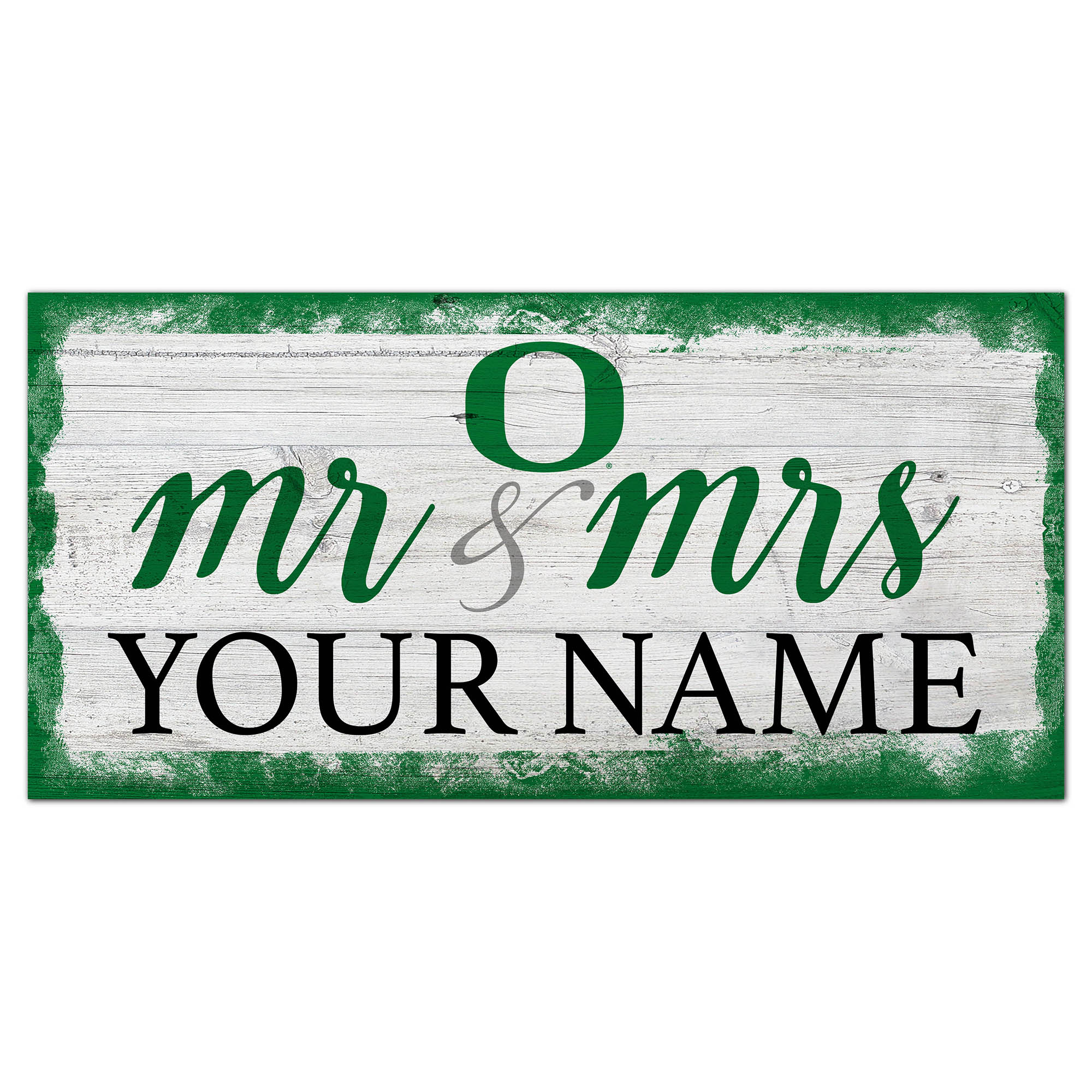 Oregon Ducks 6" x 12" Personalized Mr. & Mrs. Script Sign