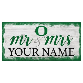Oregon Ducks 6" x 12" Personalized Mr. & Mrs. Script Sign