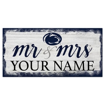 Penn State Nittany Lions 6" x 12" Personalized Mr. & Mrs. Script Sign