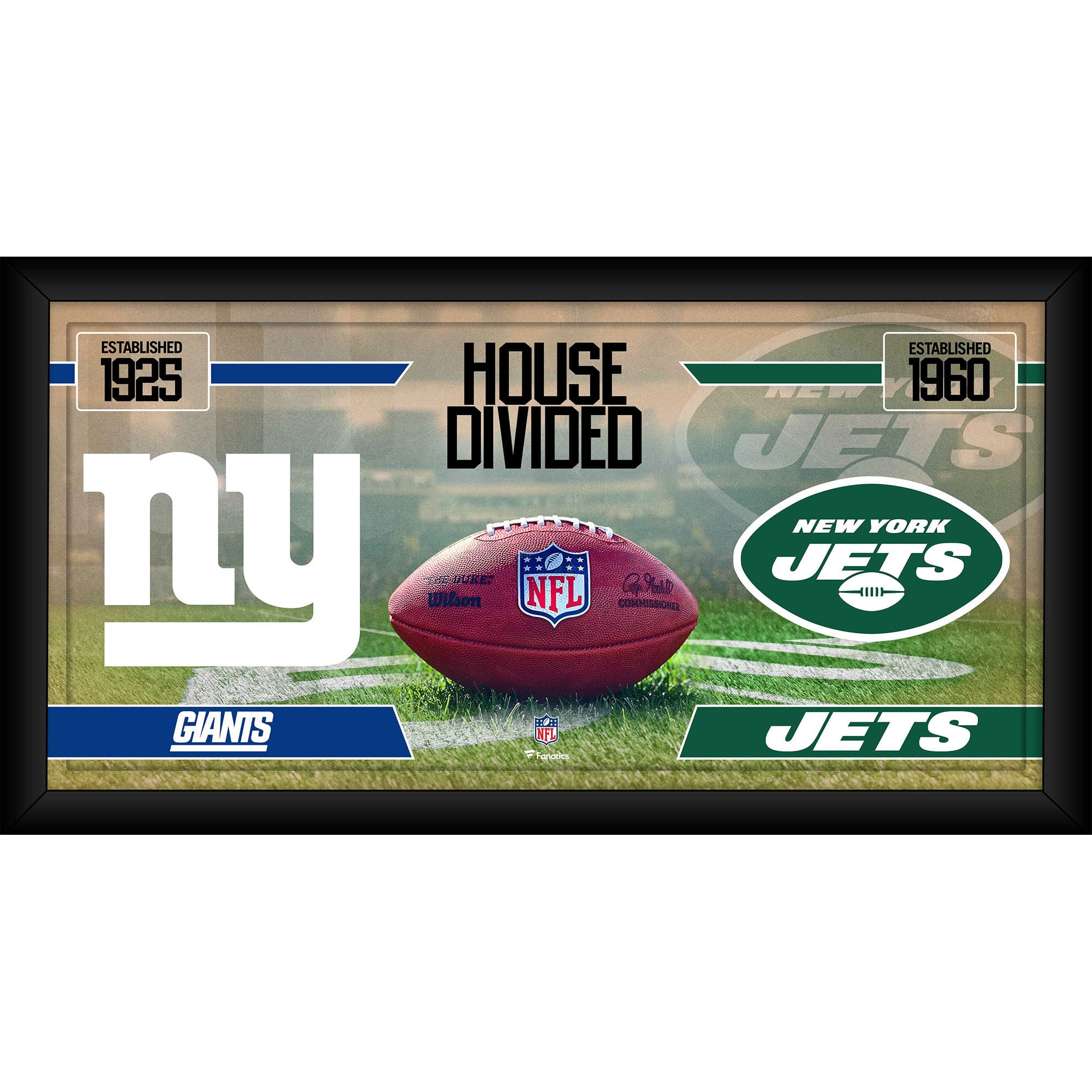 New York Jets vs. New York Giants Framed 10" x 20" House Divided Football Collage
