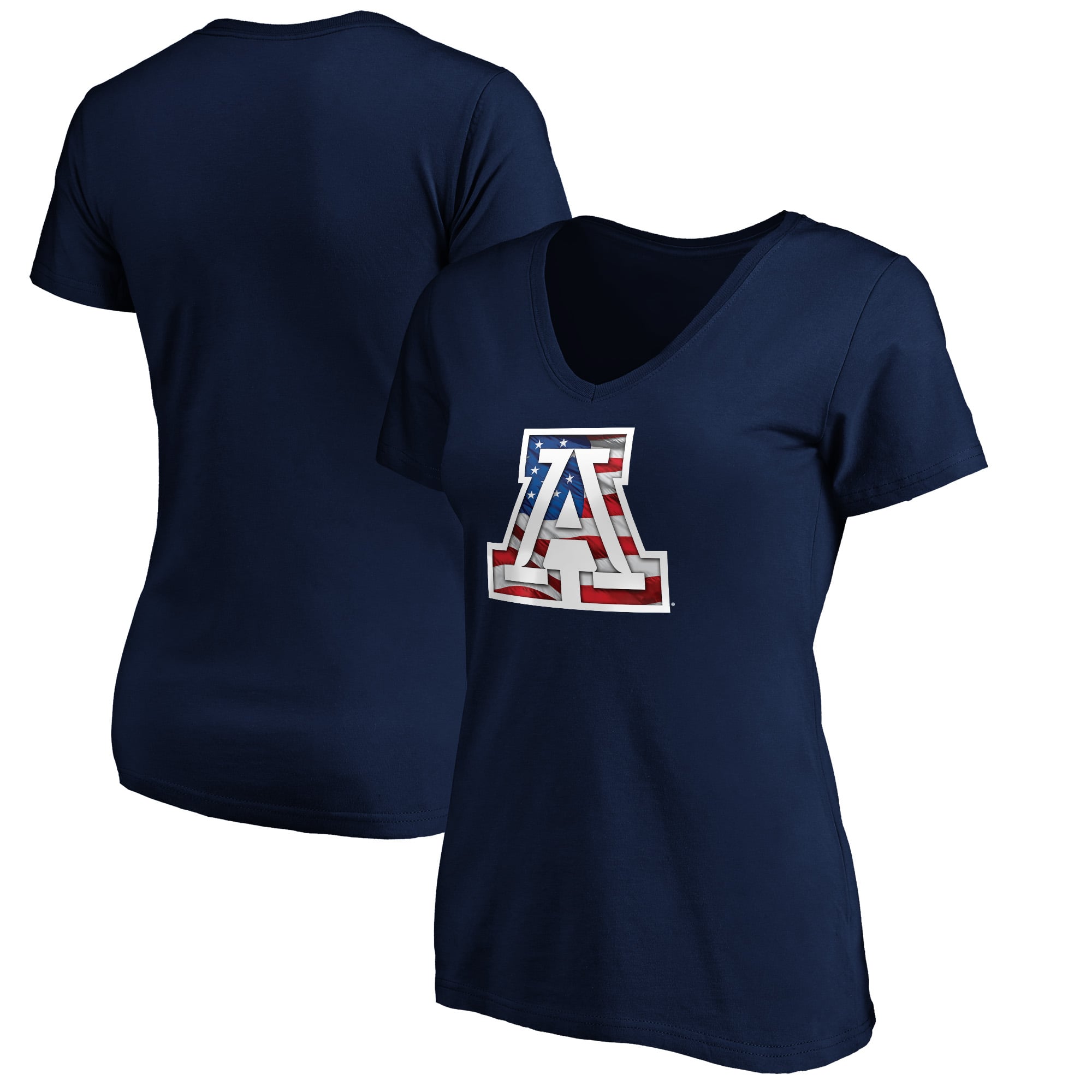 Women's Navy Arizona Wildcats Banner Wave V-Neck T-Shirt