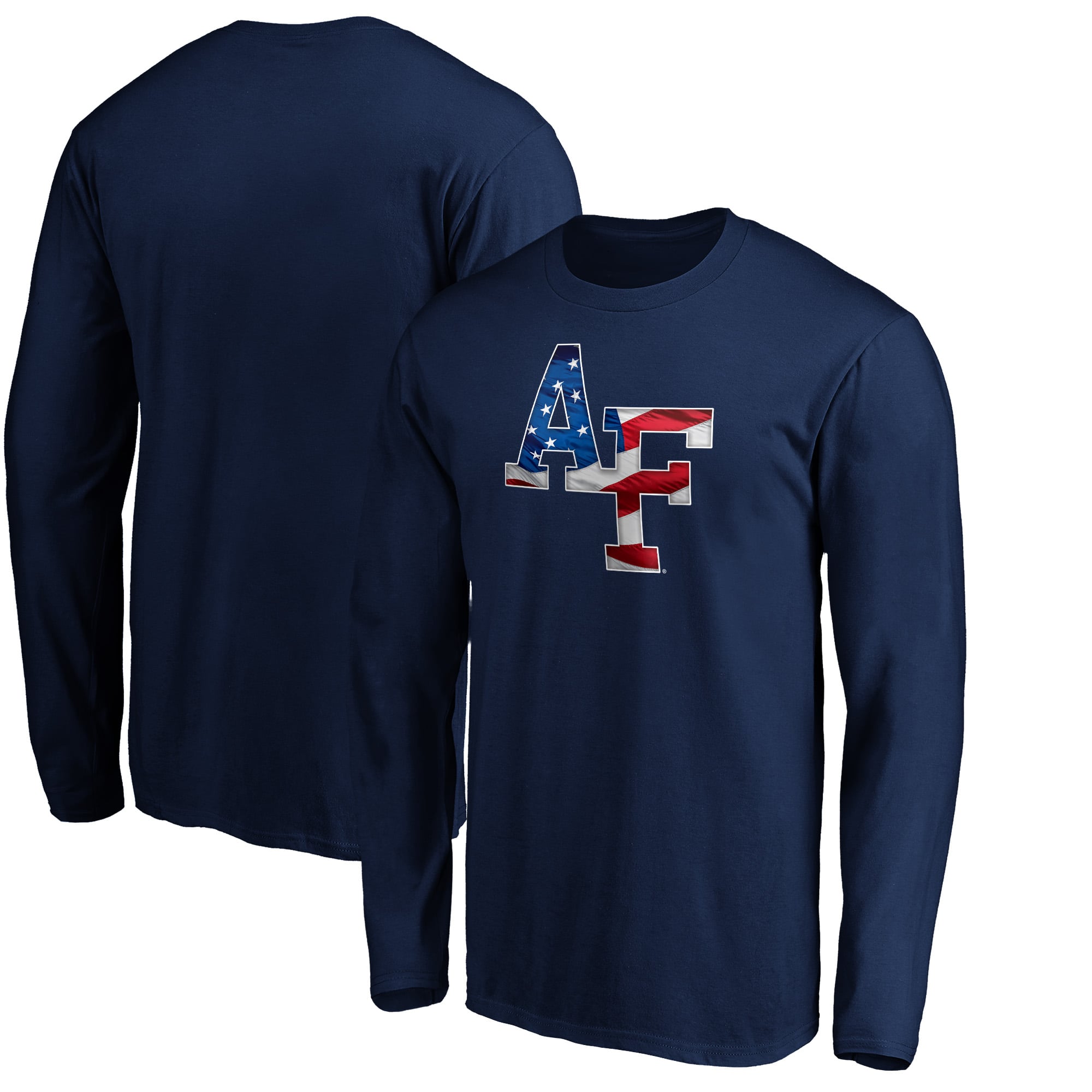 Men's Navy Air Force Falcons Banner Wave Long Sleeve T-Shirt