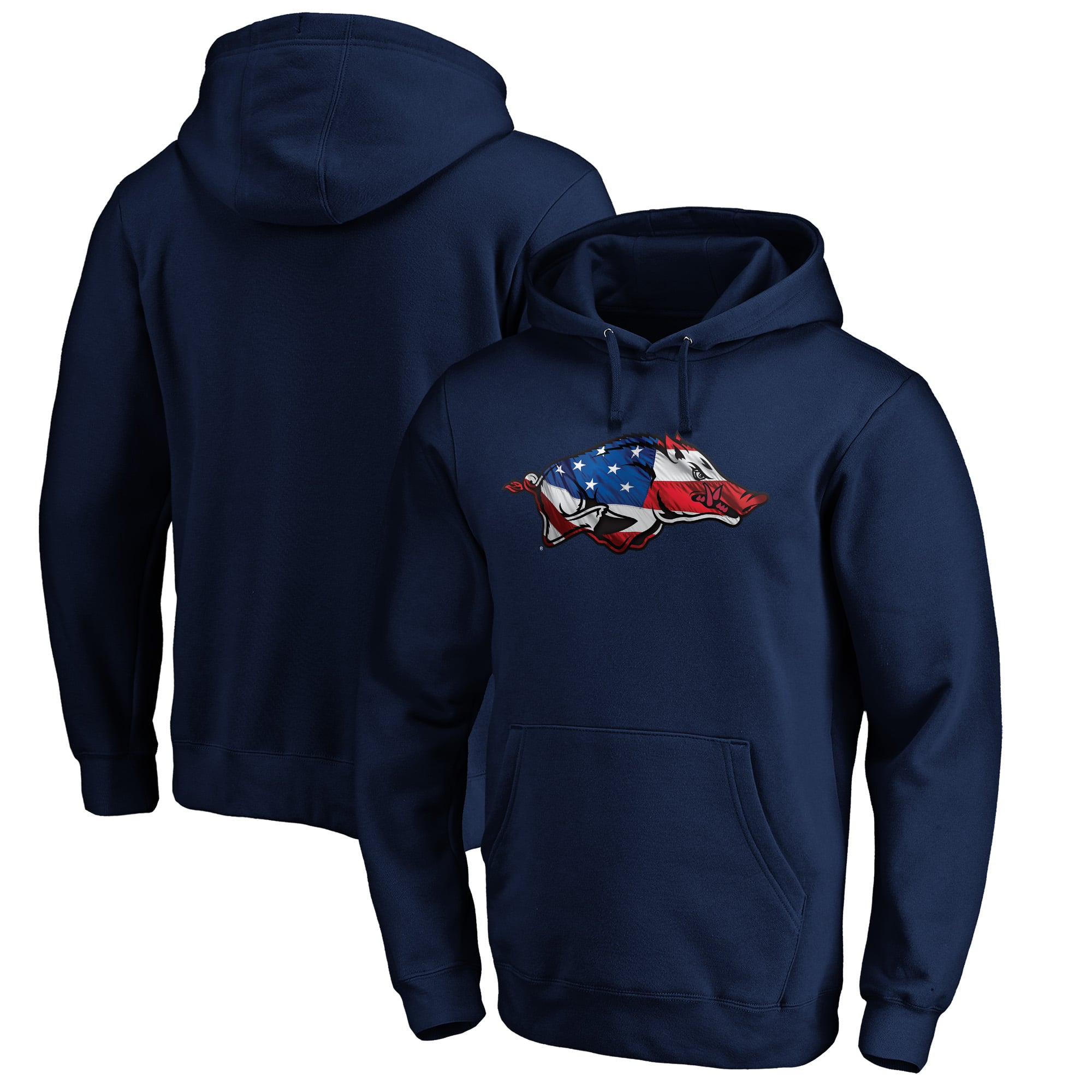 Men's Navy Arkansas Razorbacks Banner Wave Pullover Hoodie