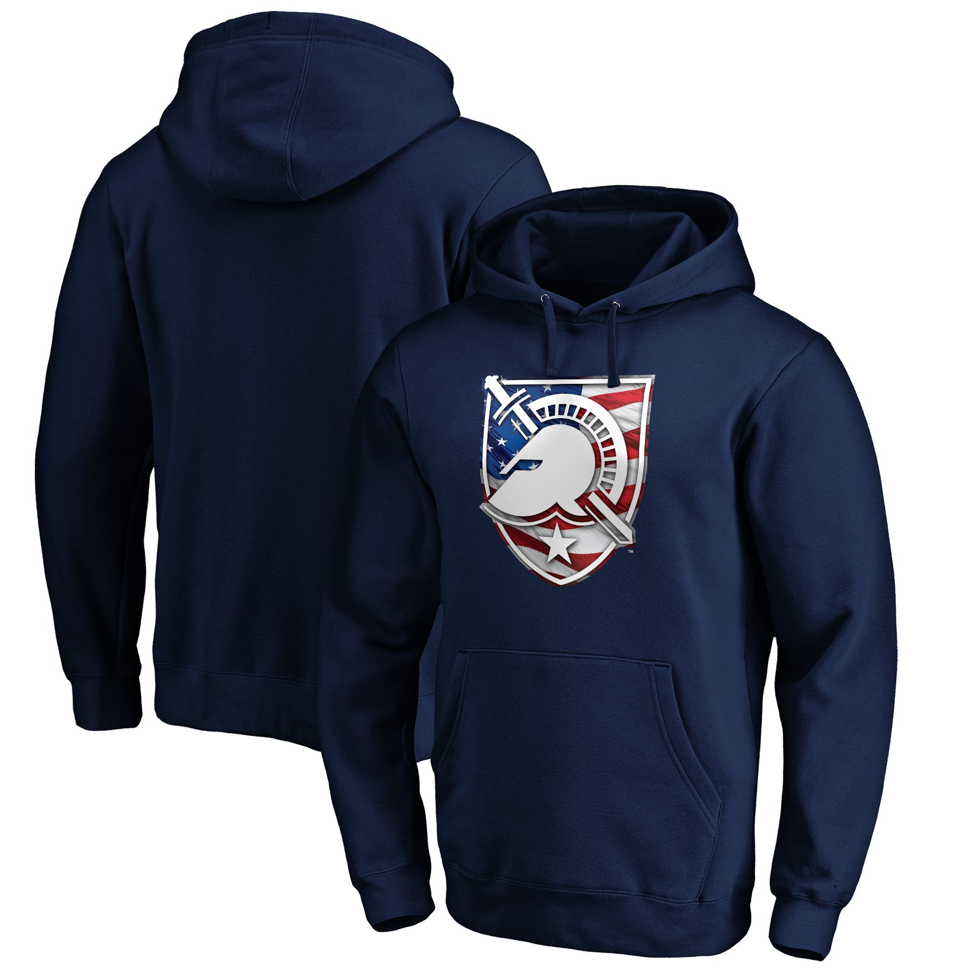 Men's Navy Army Black Knights Banner Wave Pullover Hoodie
