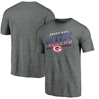 Men's Gray Green Bay Packers Team Freedom Tri-Blend T-Shirt