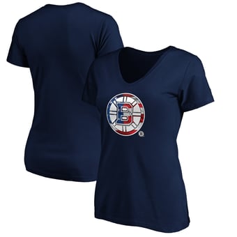 Women's Navy Boston Bruins Banner Wave Logo V-Neck T-Shirt T-Shirt