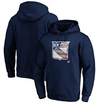 Men's Navy New York Rangers Banner Wave Logo Pullover Hoodie