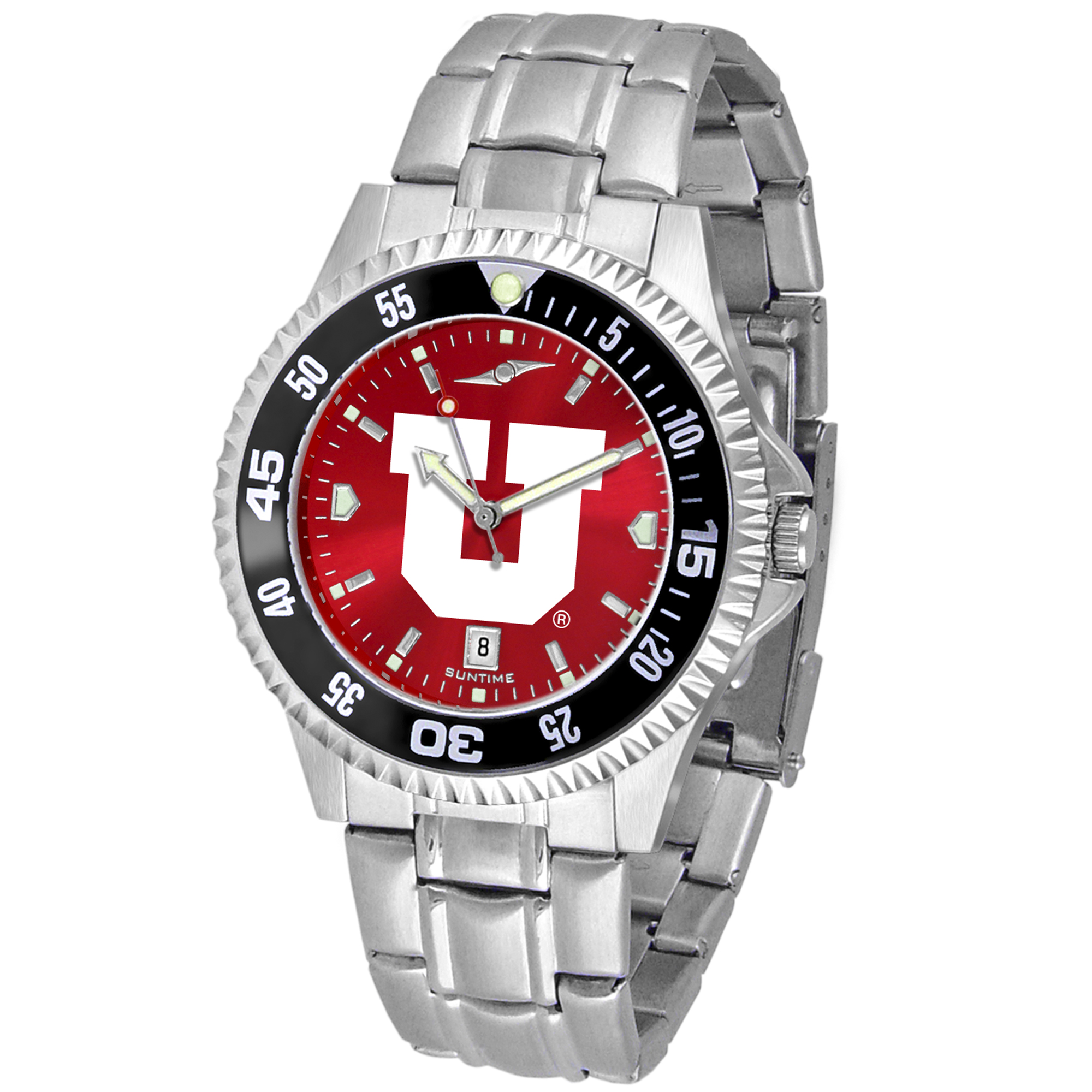 Red Utah Utes Competitor Steel AnoChrome Color Bezel Watch