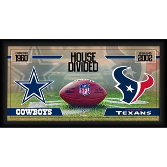 Dallas Cowboys vs. Houston Texans Framed 10" x 20" House Divided Football Collage