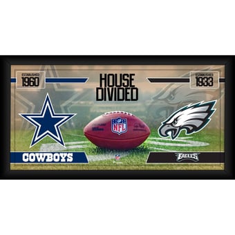 Dallas Cowboys vs. Philadelphia Eagles Framed 10" x 20" House Divided Football Collage