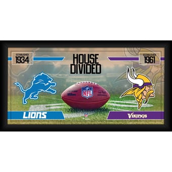 Detroit Lions vs. Minnesota Vikings Framed 10" x 20" House Divided Football Collage