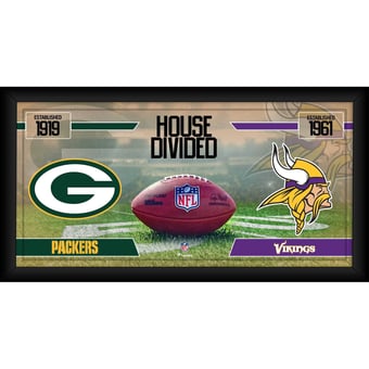 Green Bay Packers vs. Minnesota Vikings Framed 10" x 20" House Divided Football Collage