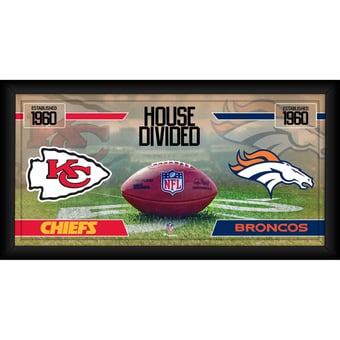 Kansas City Chiefs vs. Denver Broncos Framed 10" x 20" House Divided Football Collage