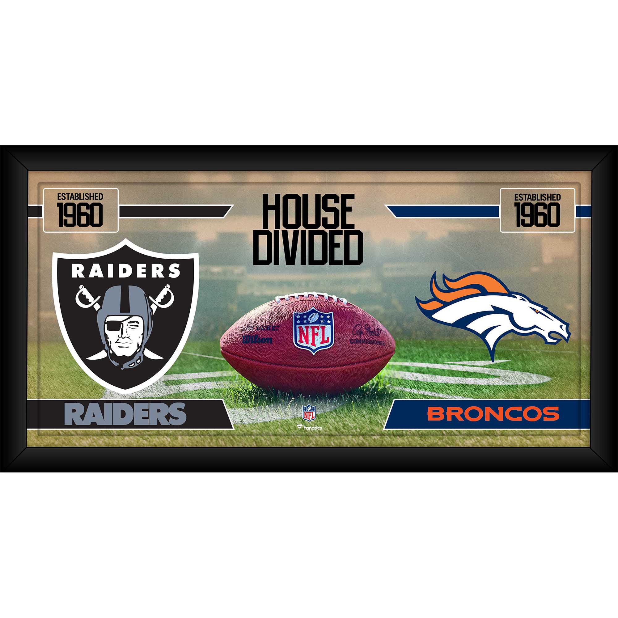 Las Vegas Raiders vs. Denver Broncos Framed 10" x 20" House Divided Football Collage