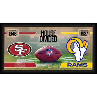 San Francisco 49ers vs. Los Angeles Rams Framed 10" x 20" House Divided Football Collage