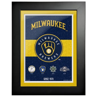 Milwaukee Brewers 12'' x 16'' Team Logos to History Framed Artwork