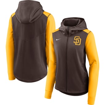 Women's Nike Brown/Gold San Diego Padres Authentic Collection Baseball Performance Full-Zip Hoodie