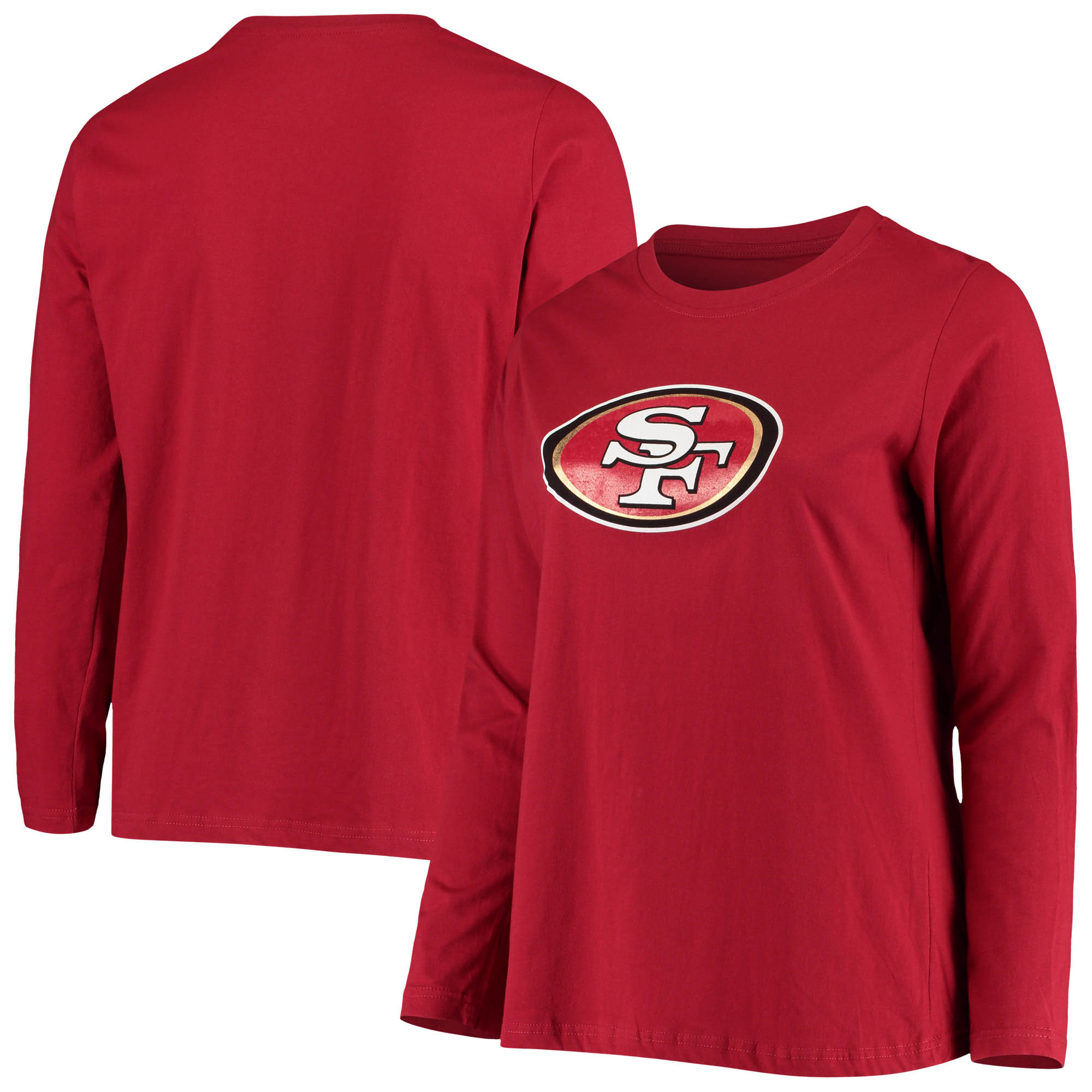 Women's Fanatics Scarlet San Francisco 49ers Plus Size Primary Logo Long Sleeve T-Shirt