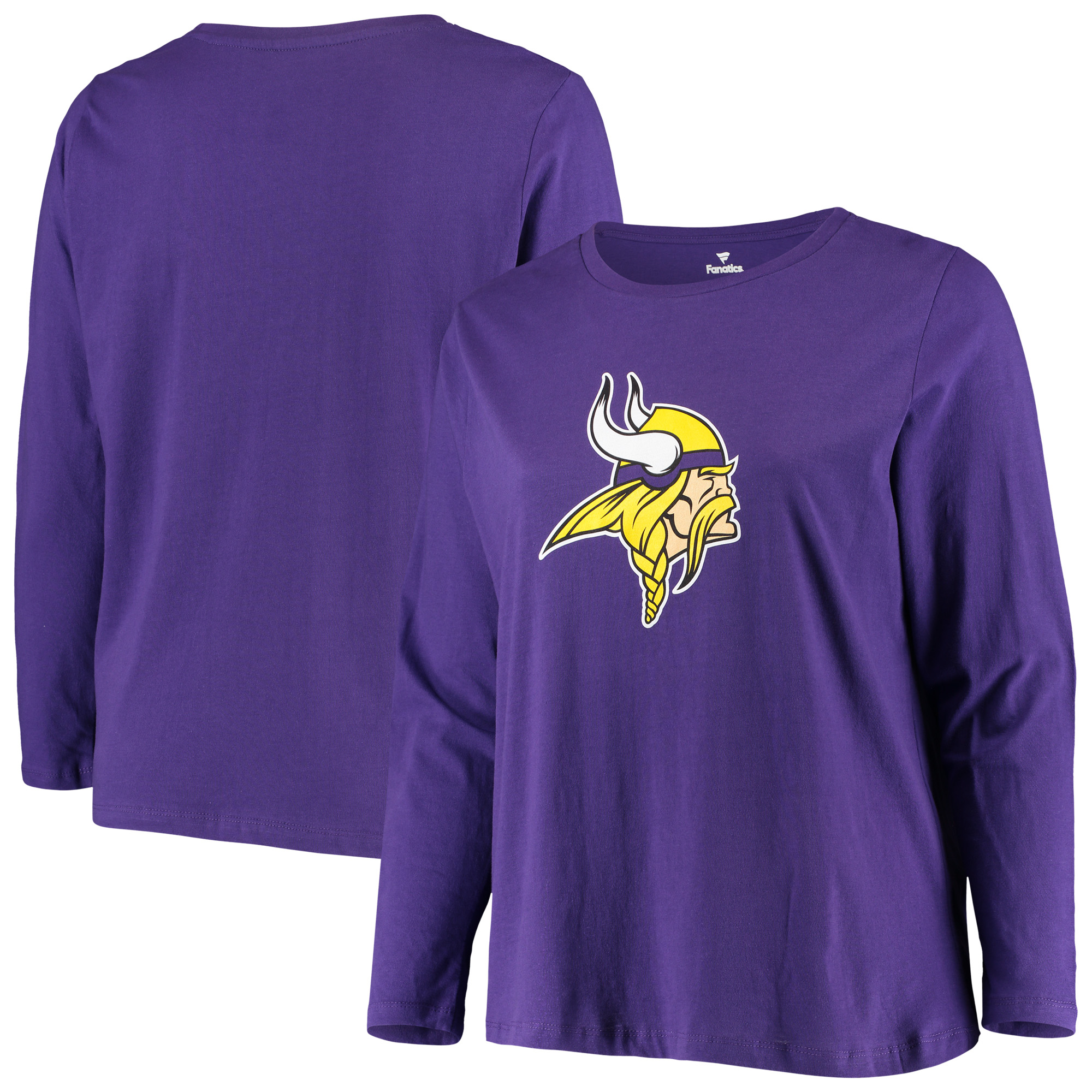 Women's Fanatics Purple Minnesota Vikings Plus Size Primary Logo Long Sleeve T-Shirt