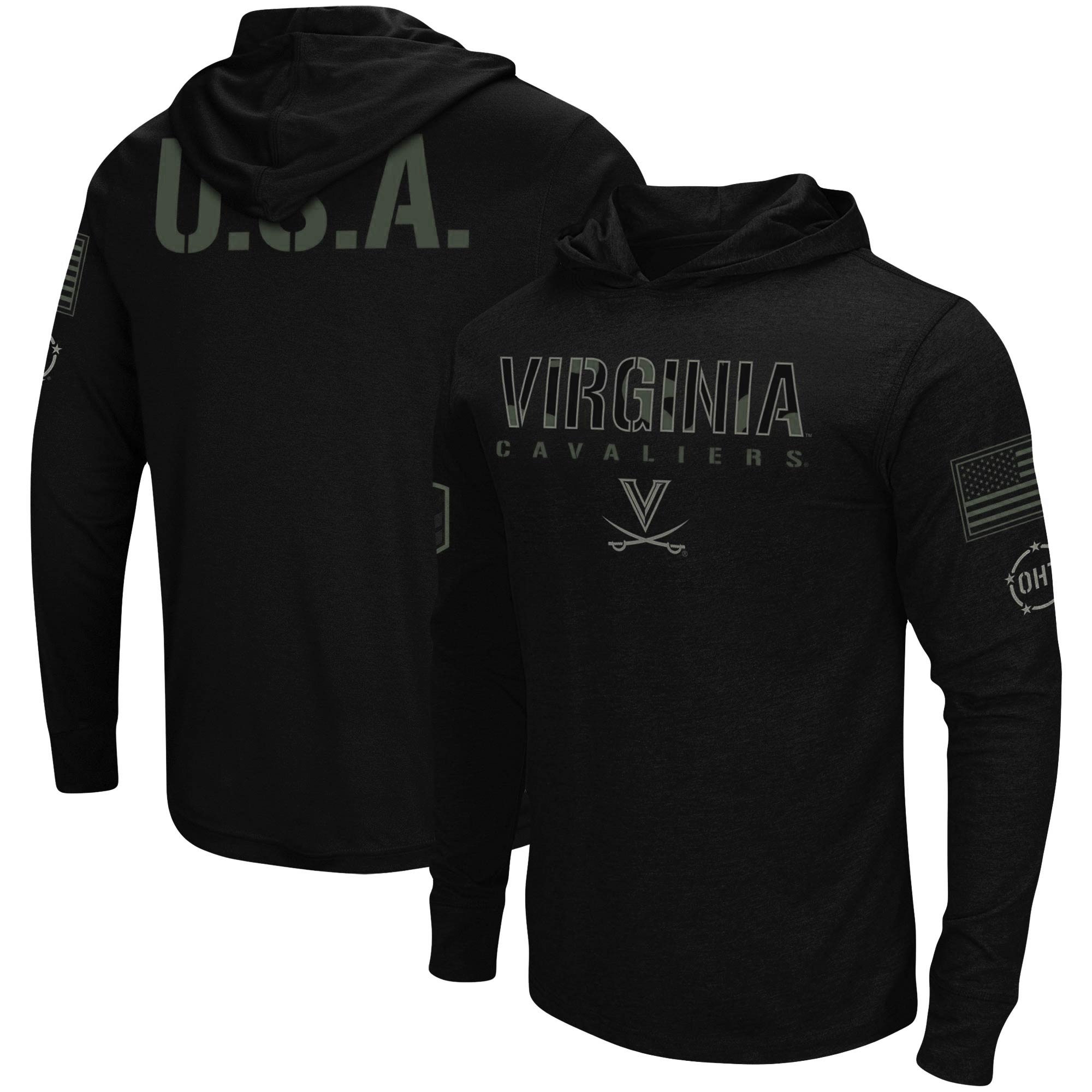 Men’s Colosseum Black Virginia Cavaliers OHT Military Appreciation Hoodie Long Sleeve T-Shirt Men’s Colosseum Black Virginia Cavaliers OHT Military Appreciation Hoodie Long Sleeve T-Shirt