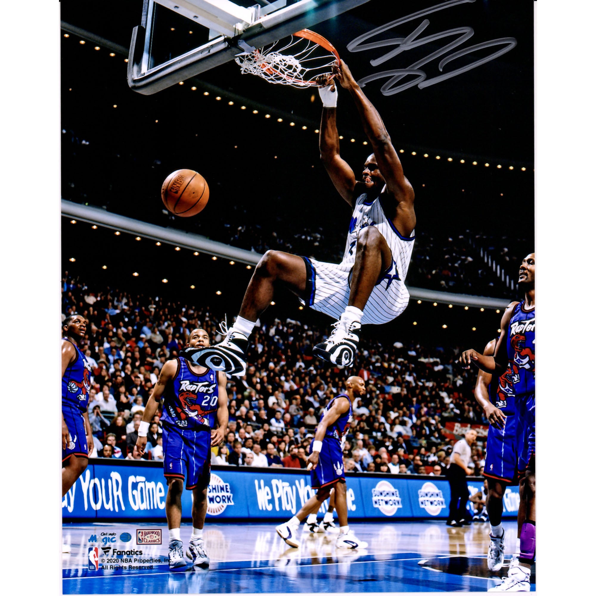 Shaquille O'Neal Orlando Magic Autographed 8" x 10" Dunk vs. Toronto Raptors