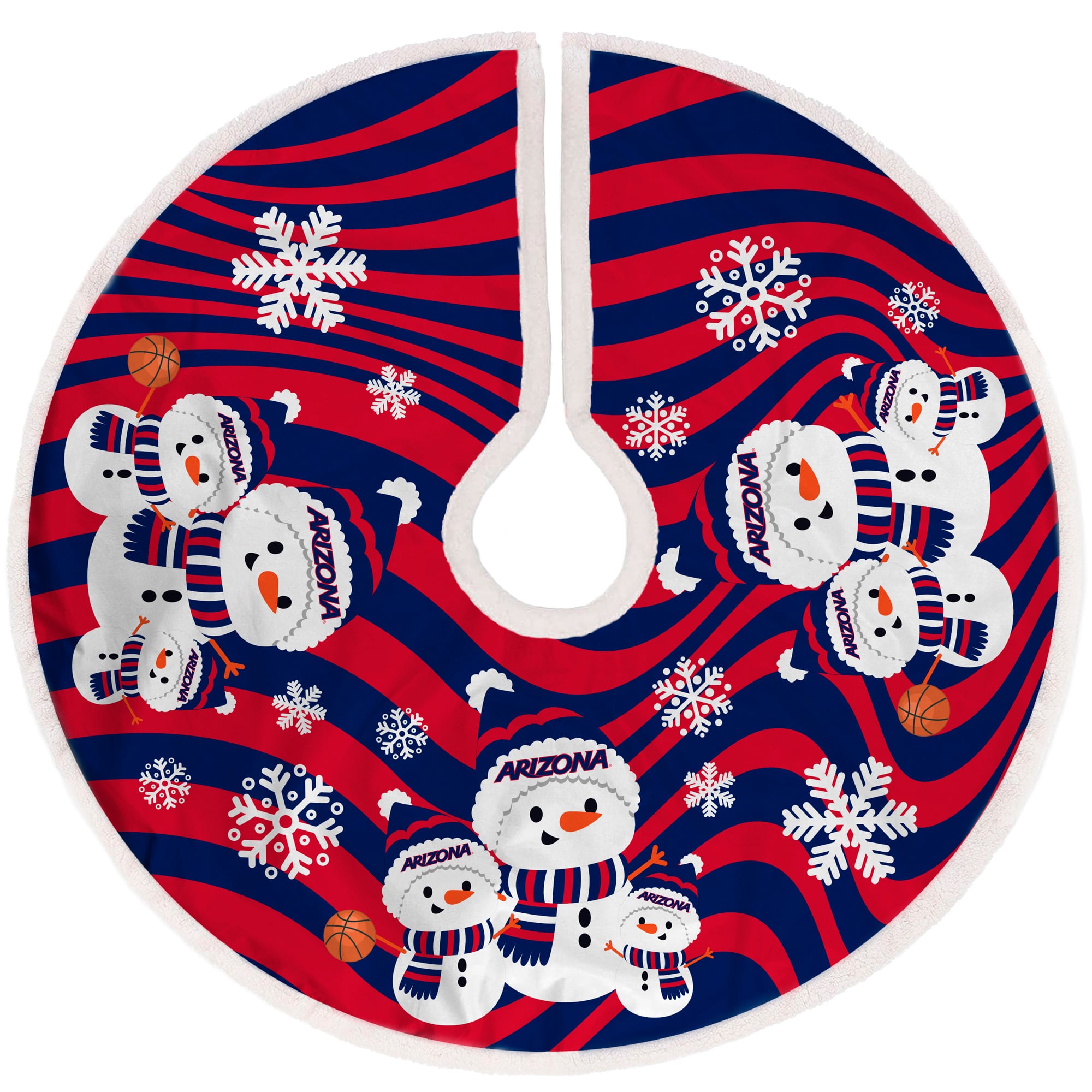 Arizona Wildcats Snowman Sherpa Christmas Tree Skirt