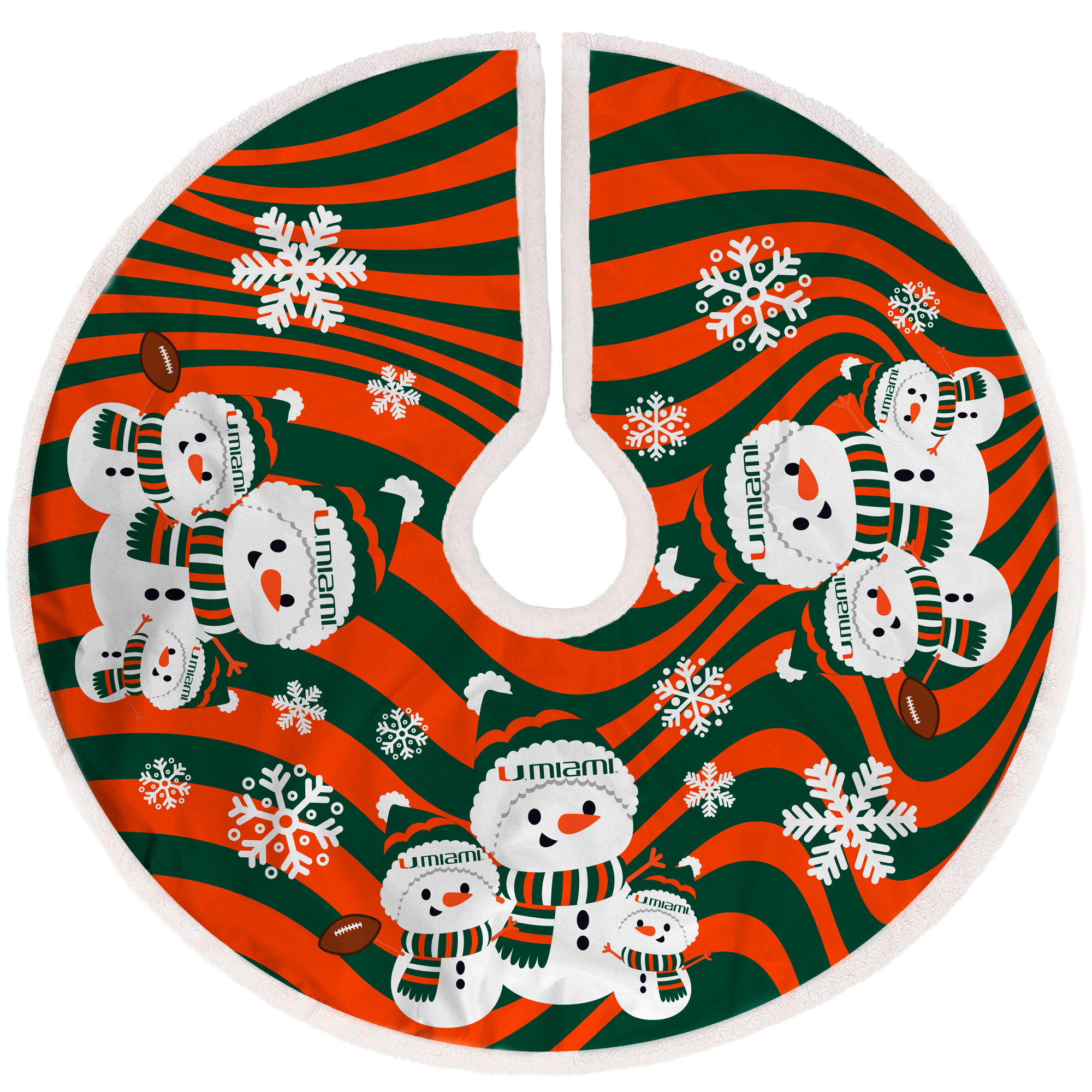 Miami Hurricanes Snowman Sherpa Christmas Tree Skirt
