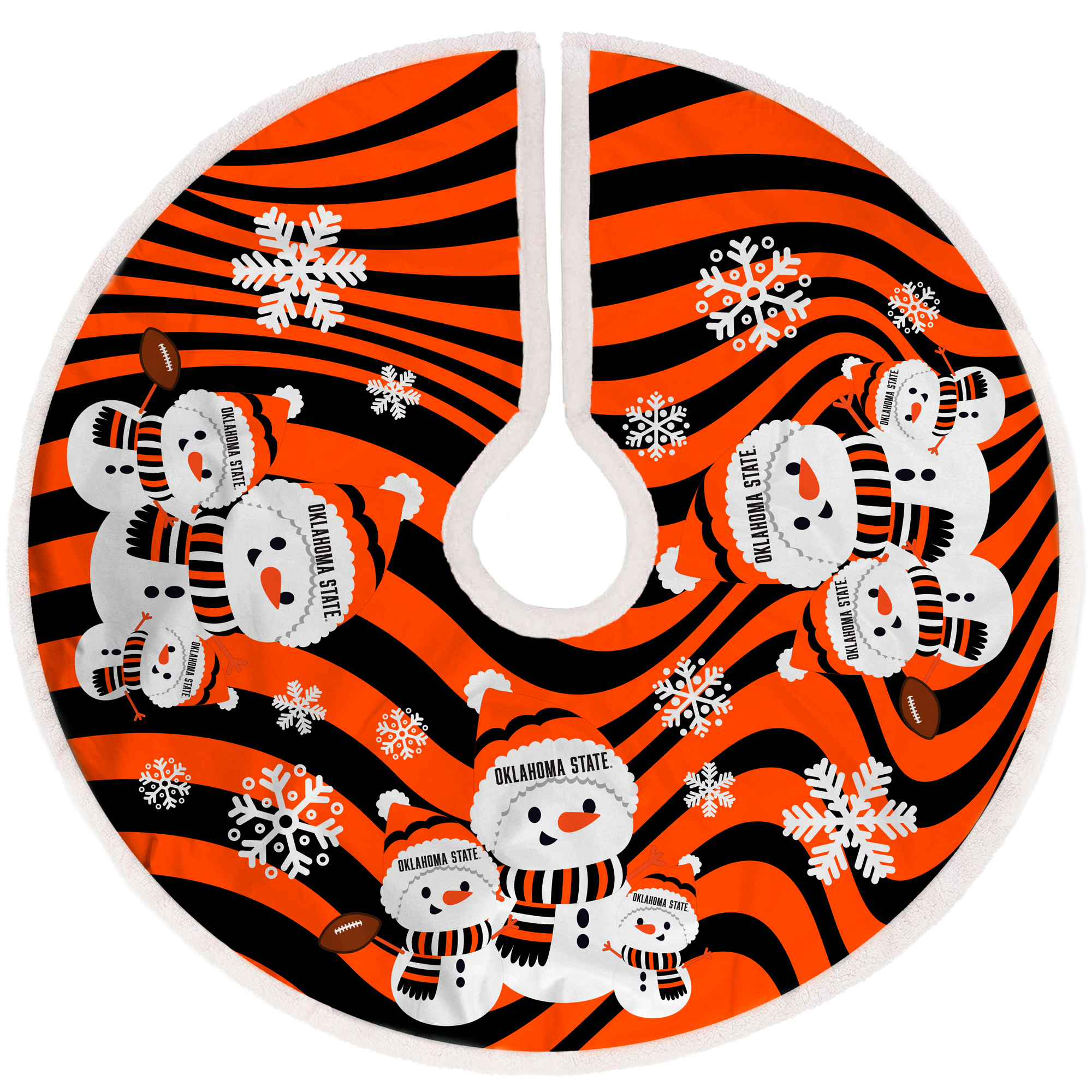 Oklahoma State Cowboys Snowman Sherpa Christmas Tree Skirt