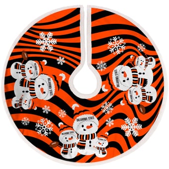 Oklahoma State Cowboys Snowman Sherpa Christmas Tree Skirt