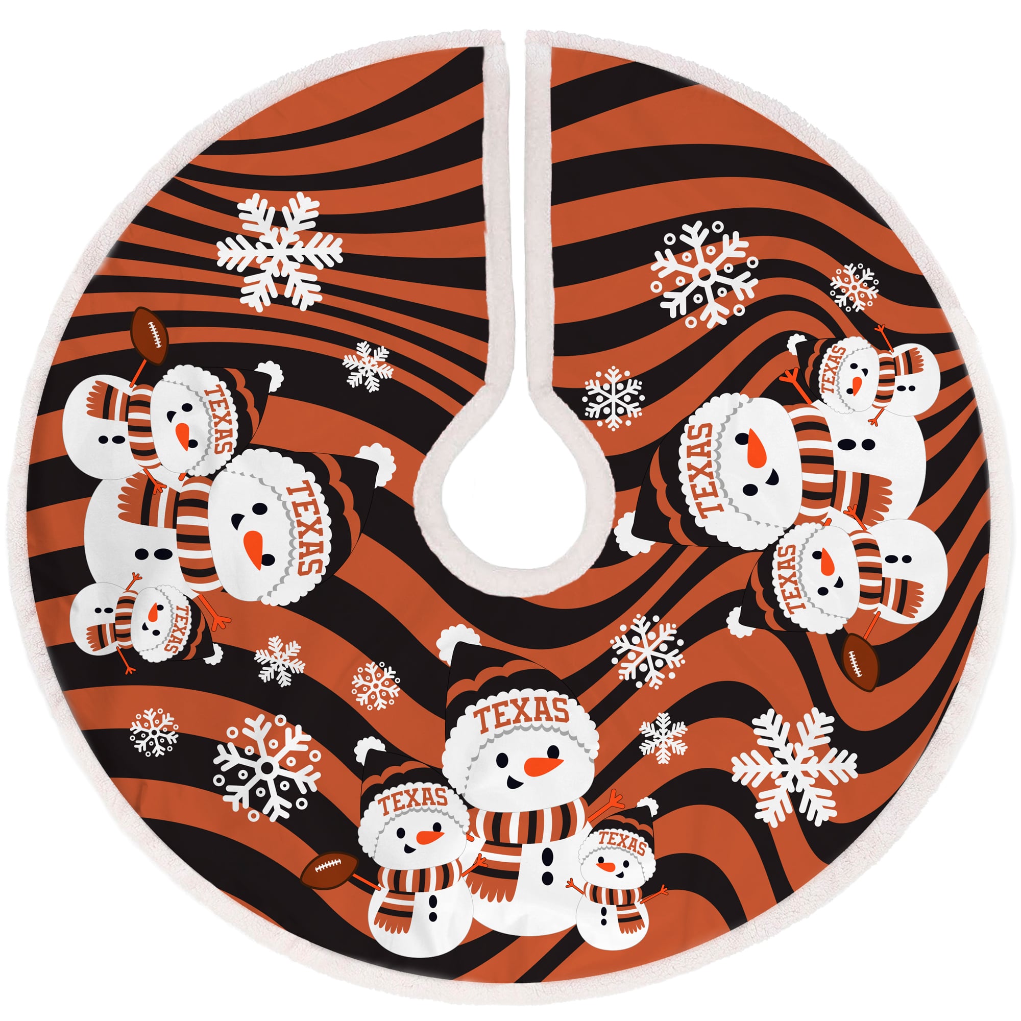 Texas Longhorns Snowman Sherpa Christmas Tree Skirt