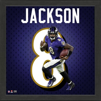Highland Mint Lamar Jackson Baltimore Ravens 13'' x 13'' Jersey Number Frame