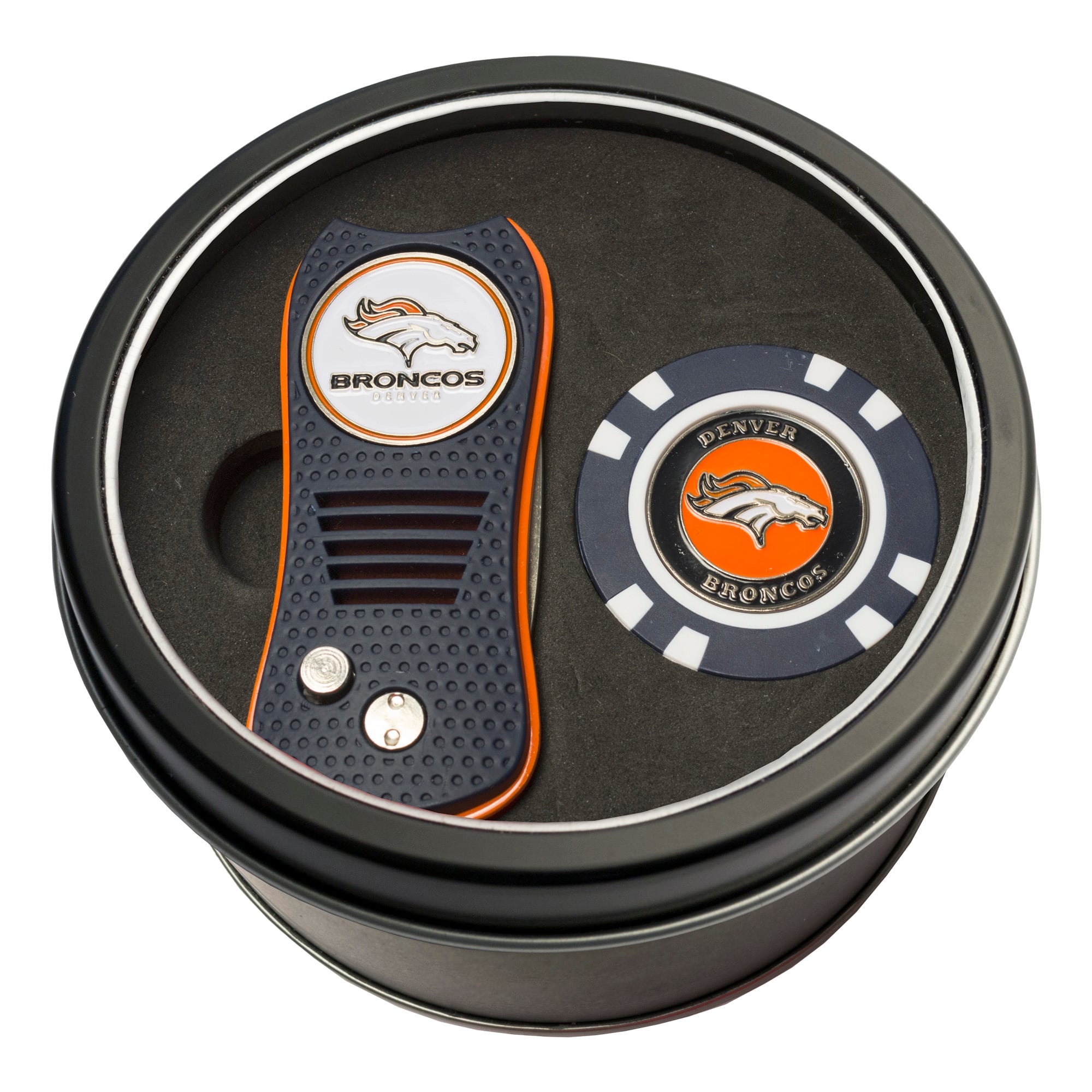 Denver Broncos Switch Chip Golf Tin Set Denver Broncos Switch Chip Golf Tin Set