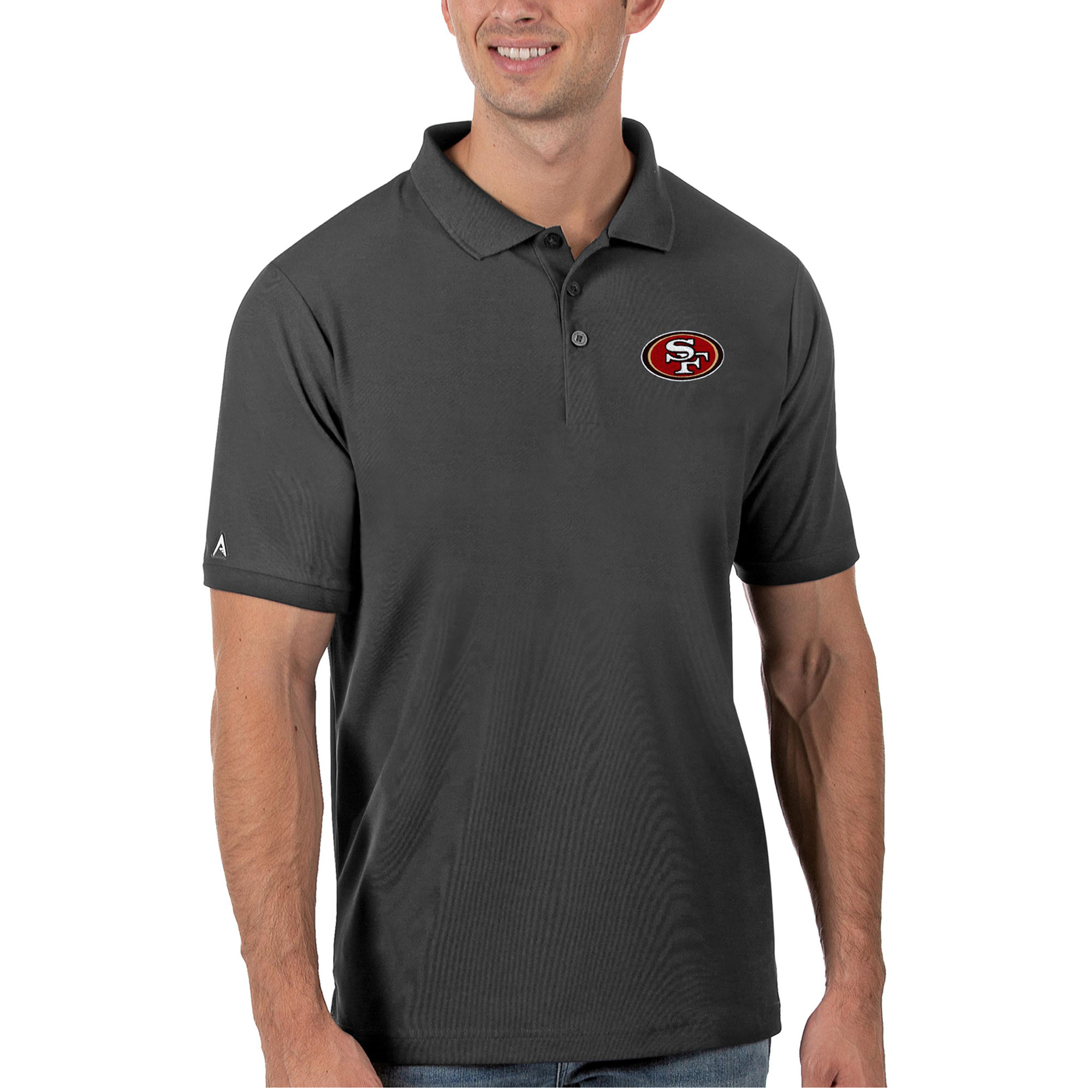 Antigua Men's Charcoal San Francisco 49ers Legacy Pique Polo Shirt - Charcoal