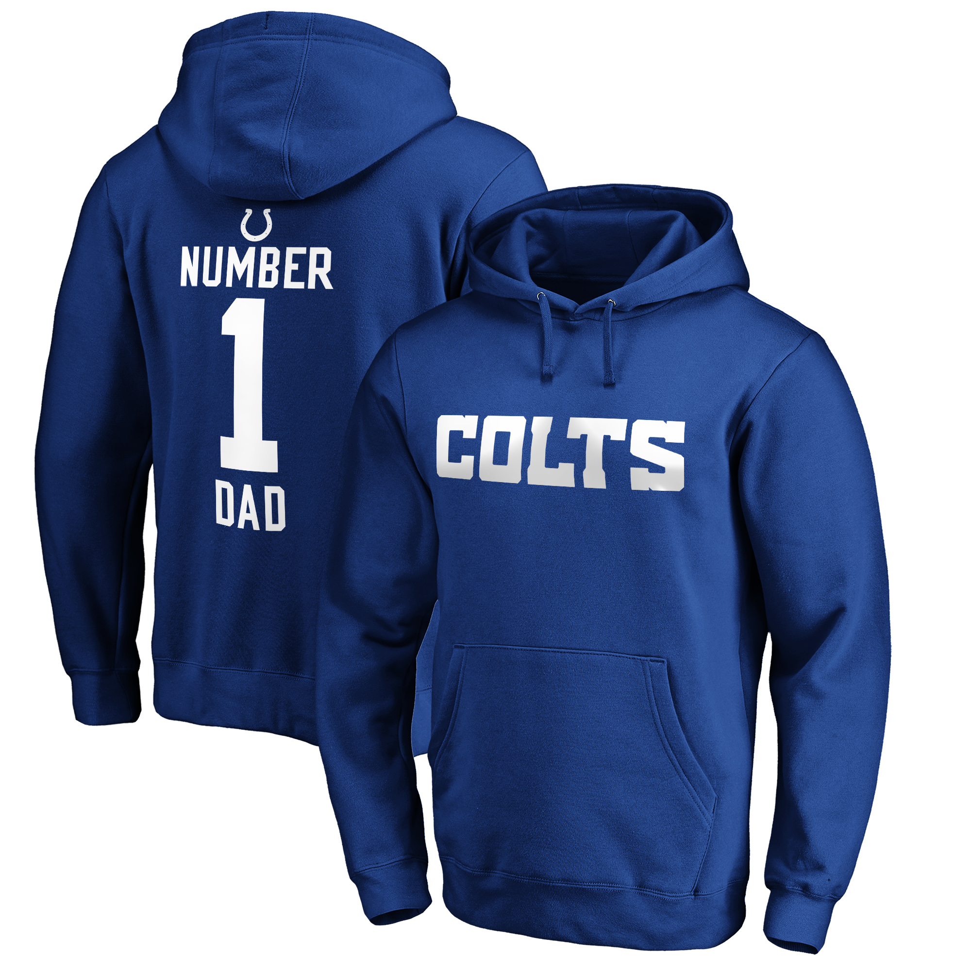 Men's Royal Indianapolis Colts #1 Dad Pullover Hoodie