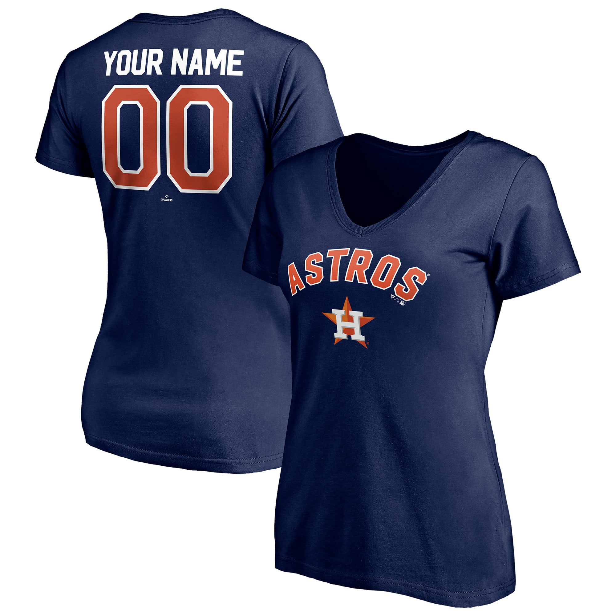 Women's Navy Houston Astros Personalized Winning Streak Name & Number V-Neck T-Shirt