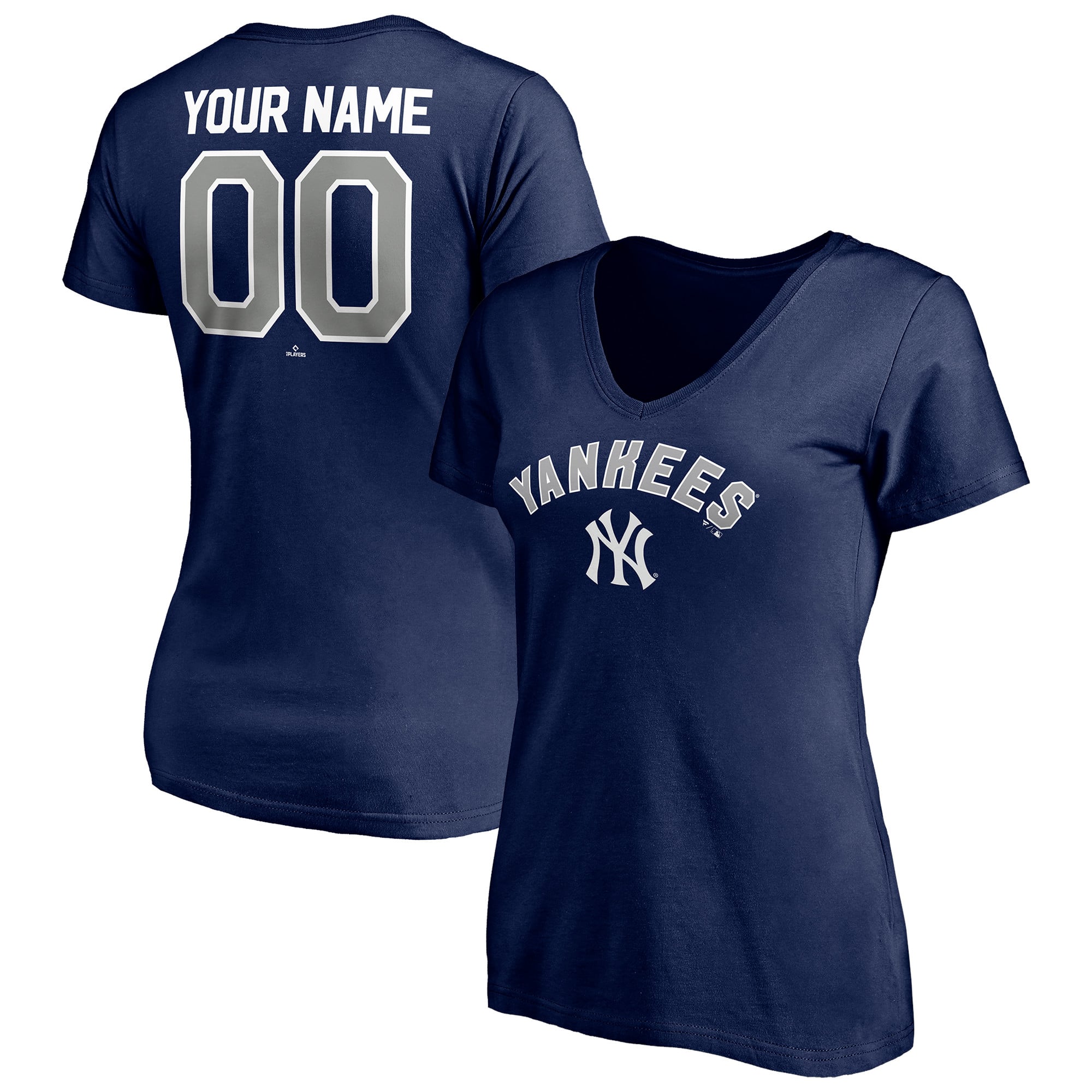 Women's Navy New York Yankees Personalized Winning Streak Name & Number V-Neck T-Shirt