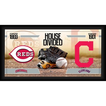 Cincinnati Reds vs. Cleveland Indians Framed 10" x 20" House Divided Baseball Collage