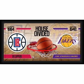 LA Clippers vs. Los Angeles Lakers Framed 10" x 20" House Divided Collage