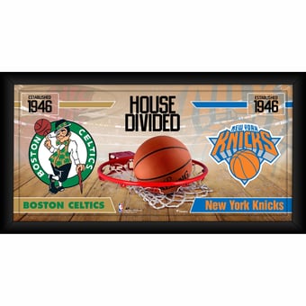 Boston Celtics vs. New York Knicks Framed 10" x 20" House Divided Collage