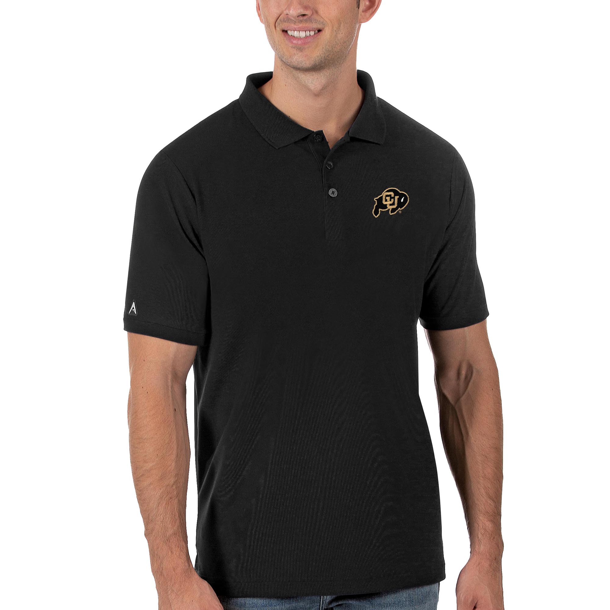 Men's Antigua Black Colorado Buffaloes Legacy Pique Polo