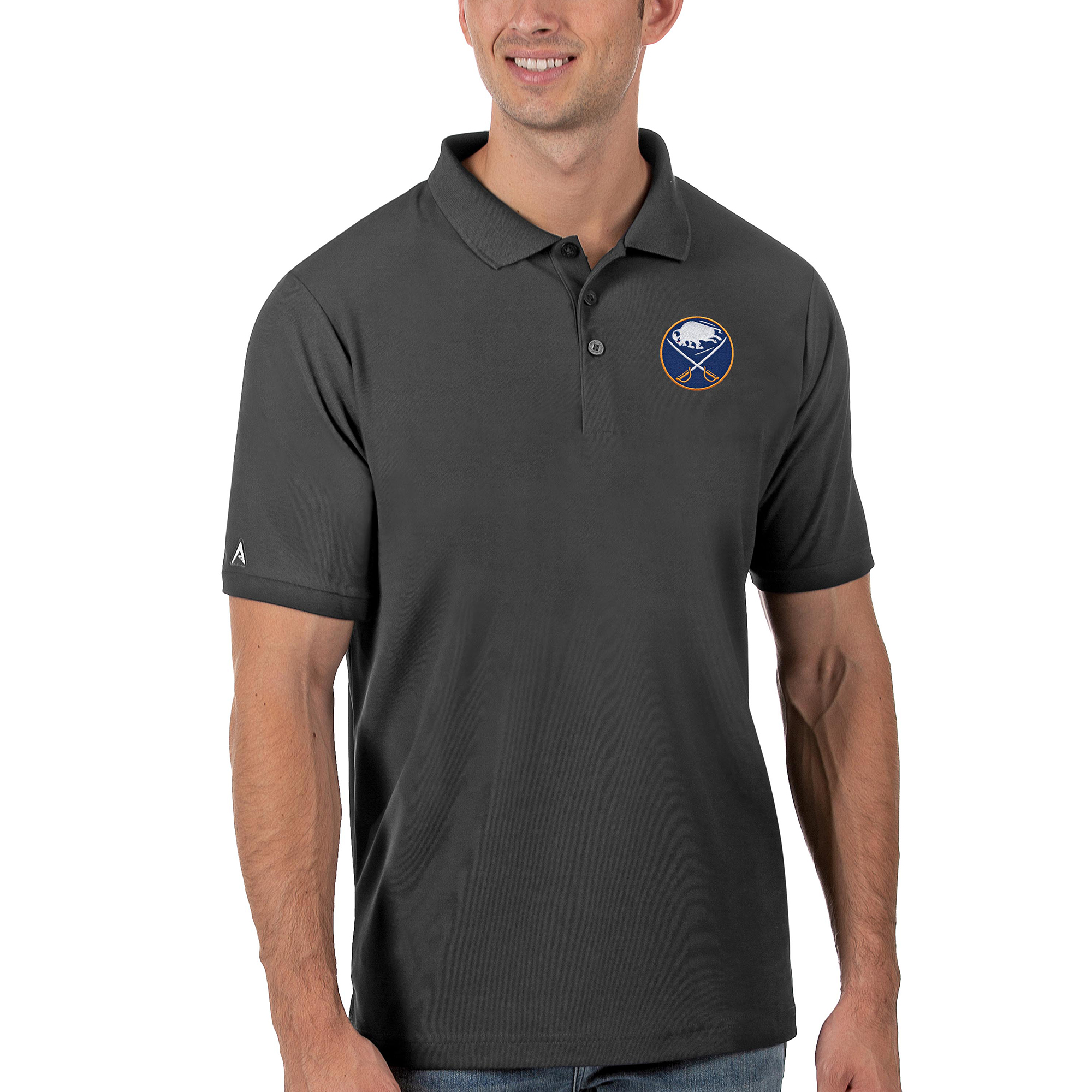 Men’s Antigua Charcoal Buffalo Sabres Legacy Pique Polo Men’s Antigua Charcoal Buffalo Sabres Legacy Pique Polo