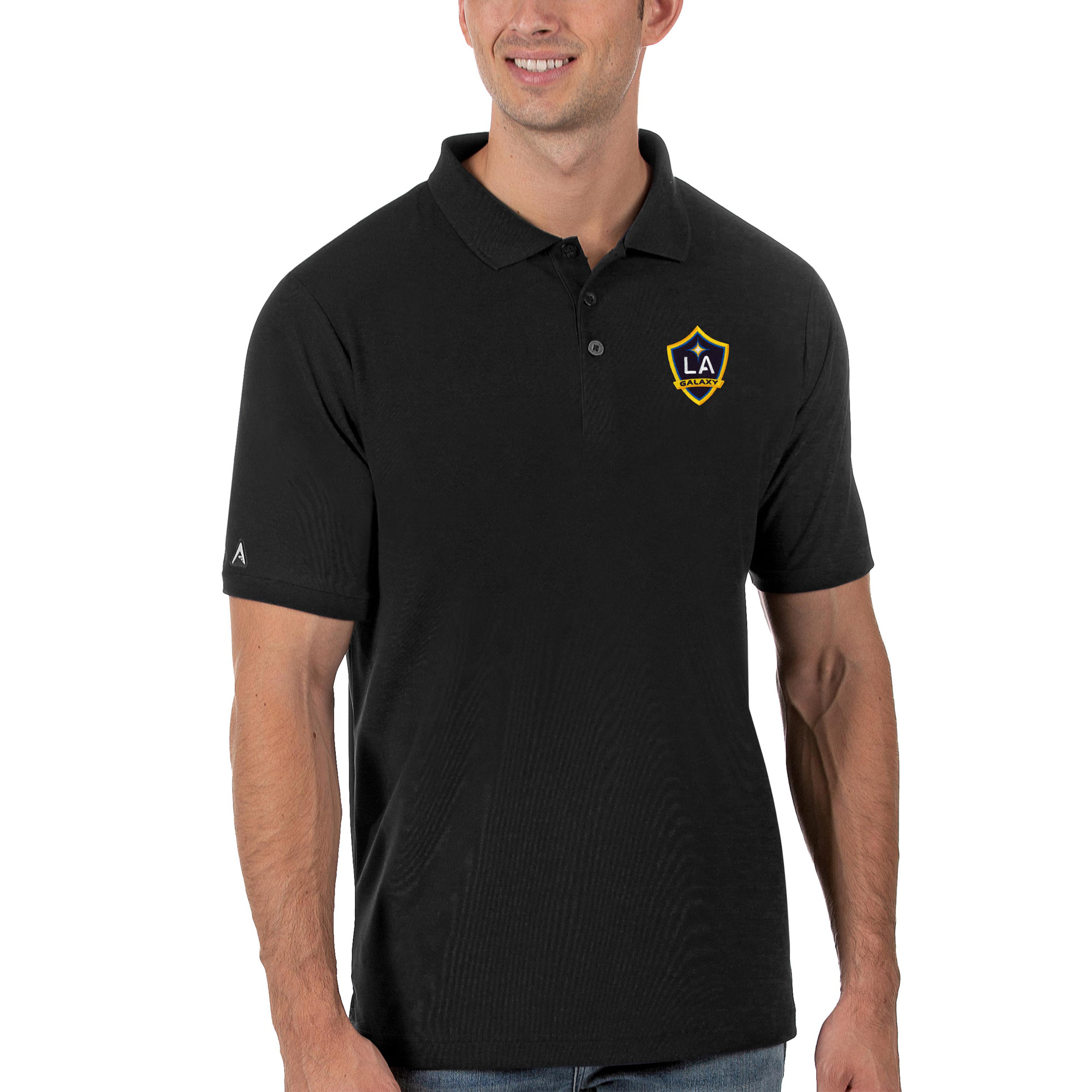 Men’s Antigua Black LA Galaxy Legacy Pique Polo Men’s Antigua Black LA Galaxy Legacy Pique Polo