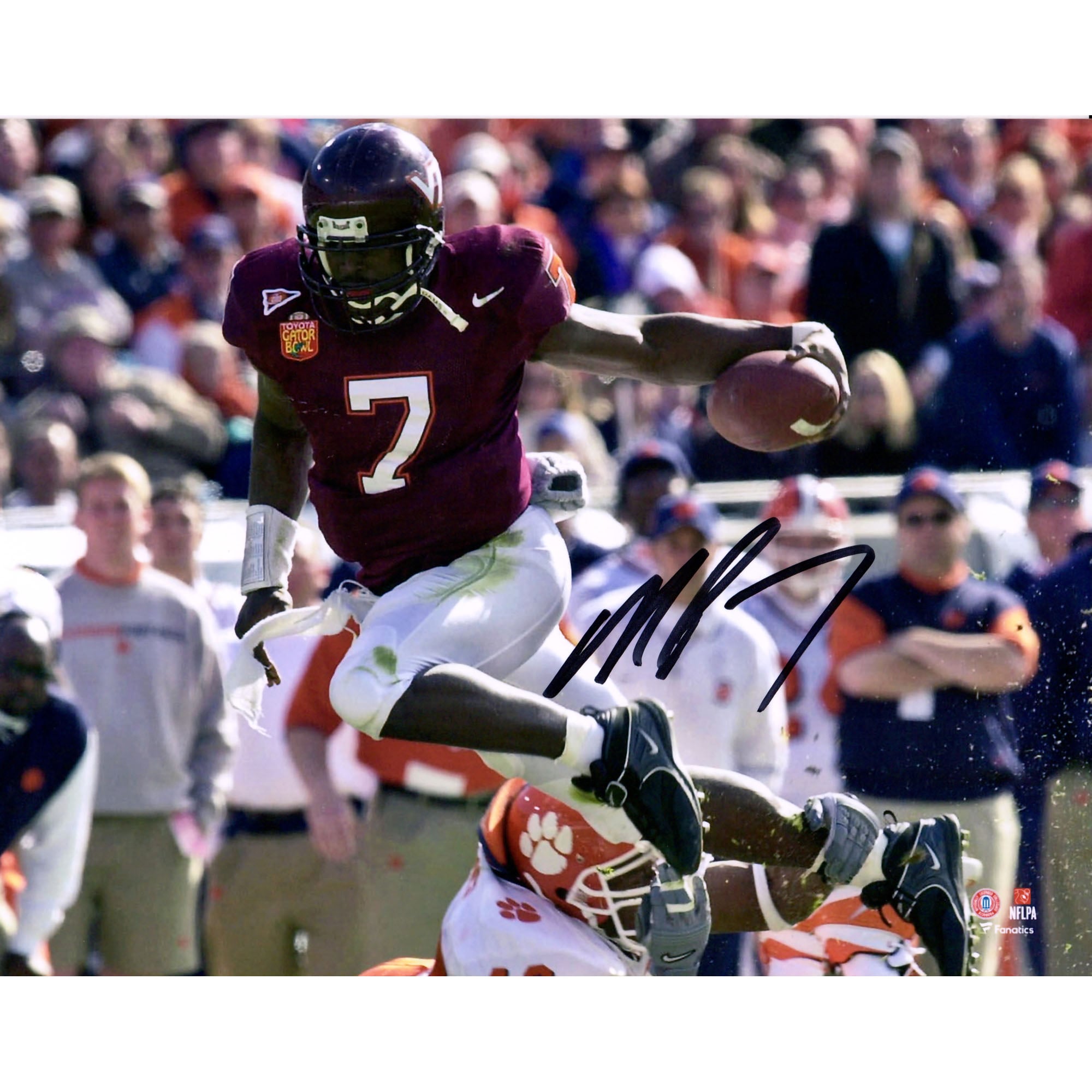 Michael Vick Virginia Tech Hokies Autographed 8" x 10" Hurdle Photograph