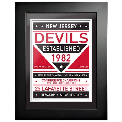 New Jersey Devils - 12'' x 16'' Dual Tone Framed Artwork