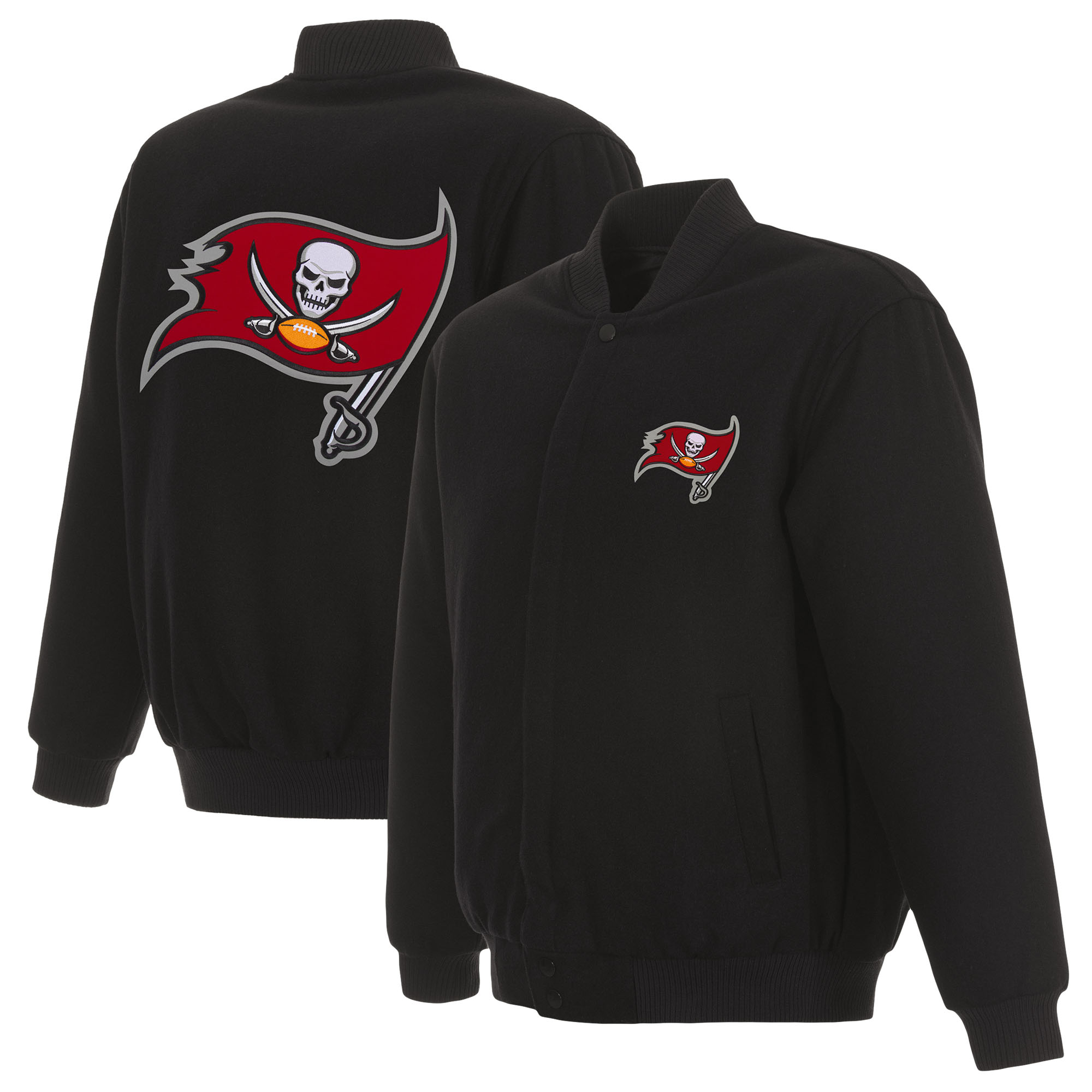 Men's JH Design Black Tampa Bay Buccaneers Reversible Full-Snap Jacket