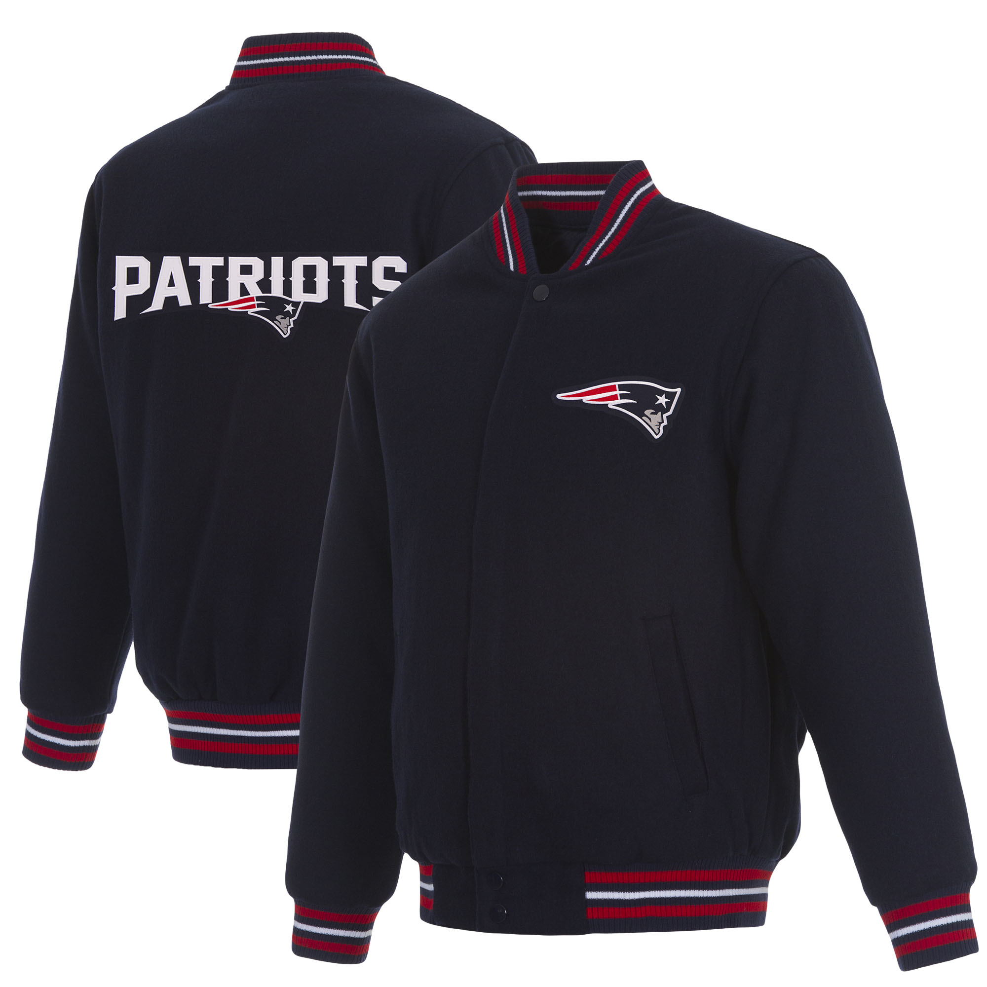 Men's JH Design Navy New England Patriots Reversible Full-Snap Jacket
