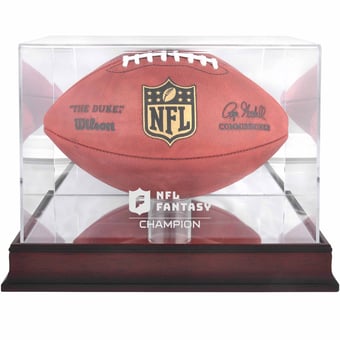 NFL Fantasy Football Champion Mahogany Football Team Logo Display Case with Mirror Back