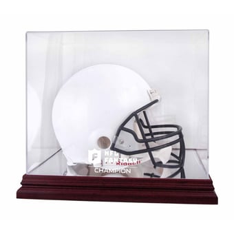 NFL Fantasy Football Champion Mahogany Helmet Team Logo Display Case with Mirror Back