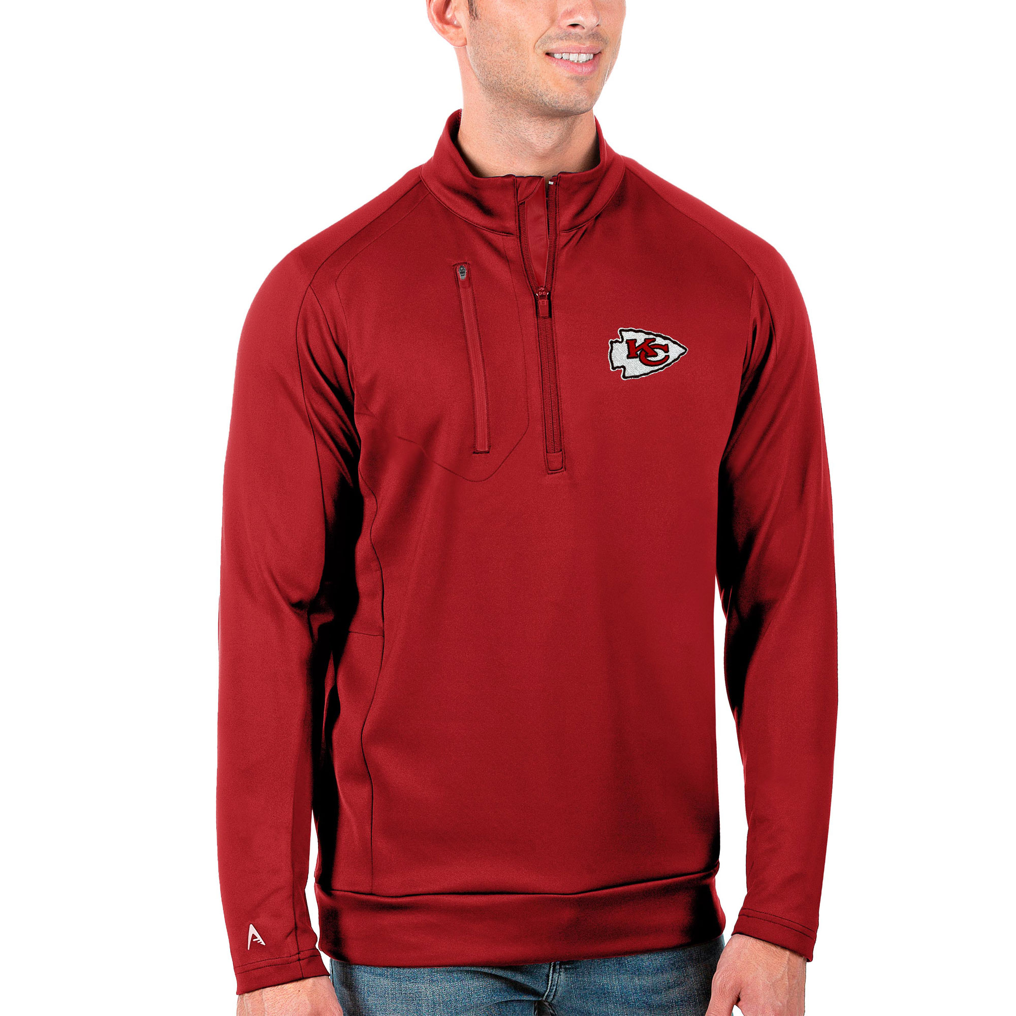 Men's Antigua Red Kansas City Chiefs Generation Quarter-Zip Pullover Jacket